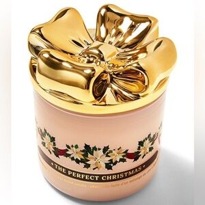 Gold and Cream Candle with Floral Design